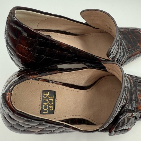Louise Et Cie Ovidio Loafer Elegant Brown Croc Embossed Block Heel Loafers SZ6.5 - Picture 9 of 17